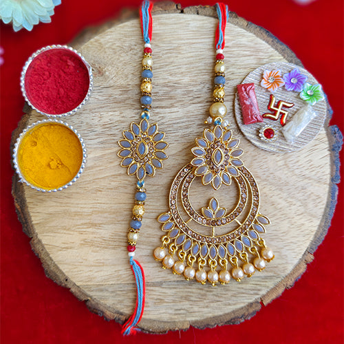 Kundan Rakhi with Stone Embellishments