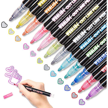 Outline Glitter Pens(Pack of 12 Different Colors)