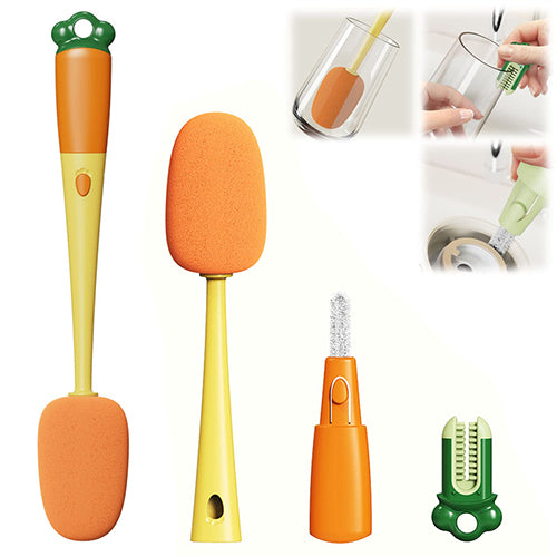 Kitchen 3 In 1 Multifunctional Cleaning Cup Washer Brush Long Handle Carrot Water Bottle Cleaning Brush