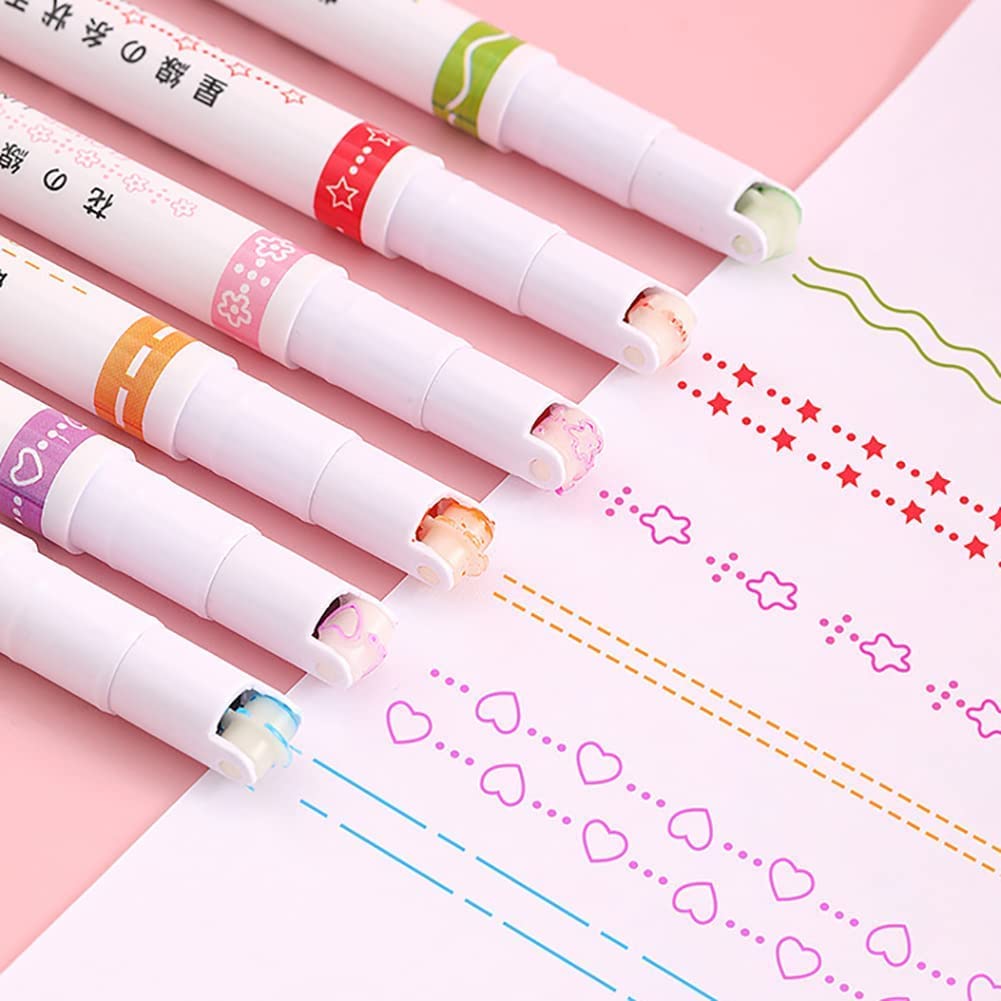 Colored Curve Pens Craft Pens for Scrapbook | 6Pcs Flowing Flair Pens with 6 Different Curve Shape